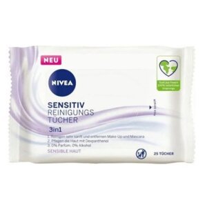 Nivea 3 in 1 Sensitive odličovacie obrúsky na pleť - 25 ks