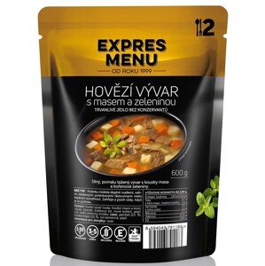 Expres menu Hovädzí vývar s mäsom a zeleninou 2 porcie 600g