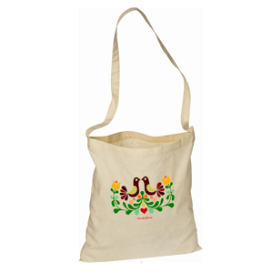 Plátnená EKOlogická kapsa Slovak folk art vtáky v kvieti Natural