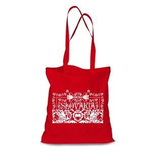 Plátená EKOlogická taška ľudový ornament - dlhá rúčka Červená