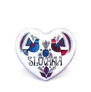 Drevená magnetka srdce biele - holubice