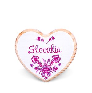Drevená magnetka Slovakia kvety biela