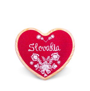 Drevená magnetka Slovakia kvety červená