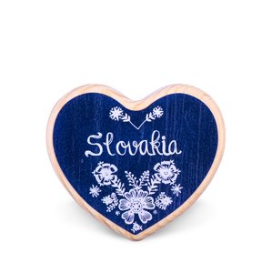 Drevená magnetka Slovakia kvety modrá