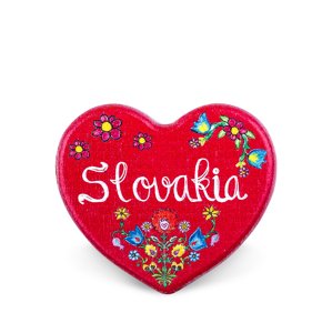 Drevená magnetka Slovakia kvietky červená